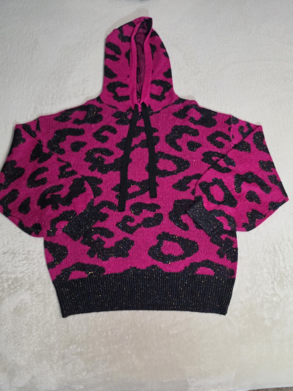 Crazy Train Hot Pink & Black Leopard Print Hoodie
